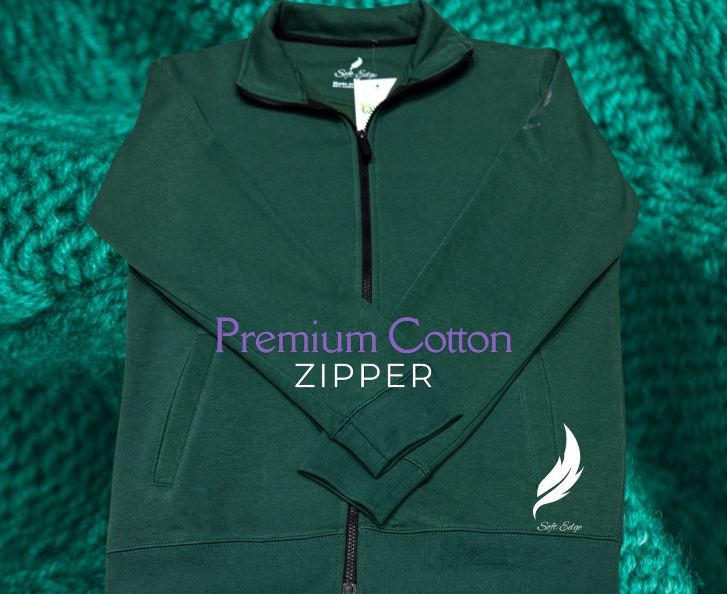 Unisex Green Cotton Zipper
